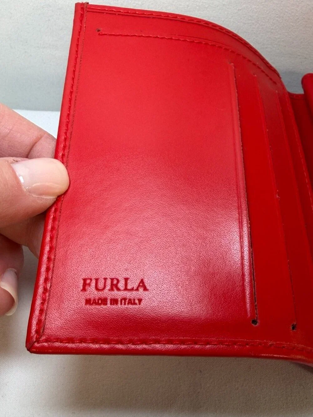Vintage FURLA Red Leather Bi-fold Zip Around Wallet